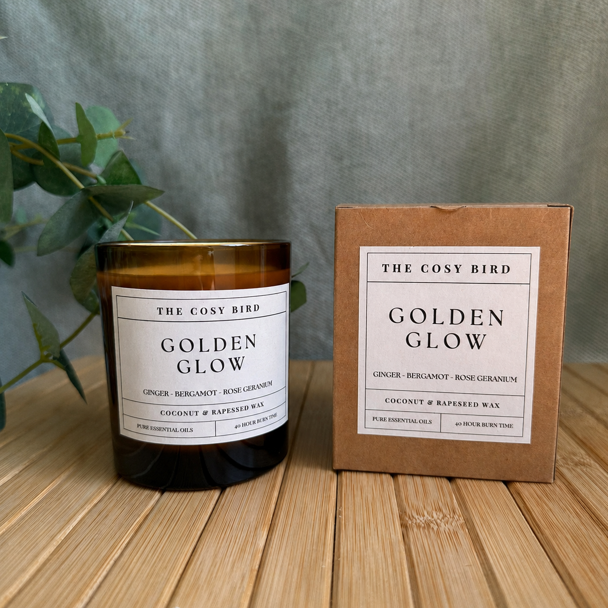Pre Order - Golden Glow Essential Oil Wellness Candle | Ginger, Bergamot & Rose Geranium | 220g