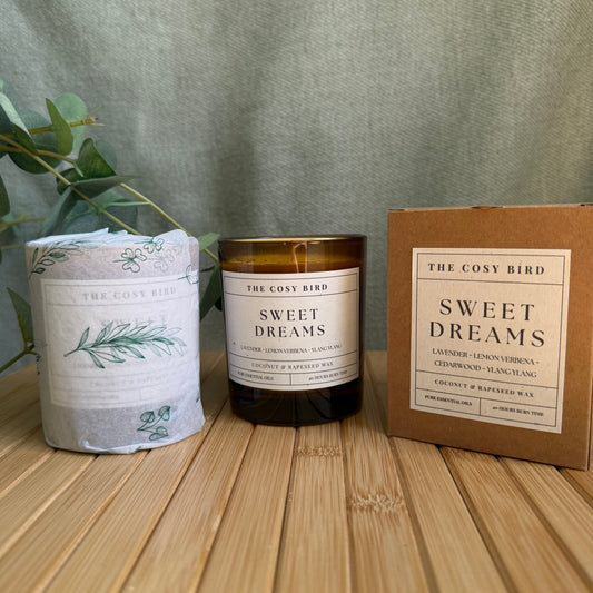 Sweet Dreams Essential Oil Wellness Candle | Lavender, Lemon Verbena & Cedarwood | 220g