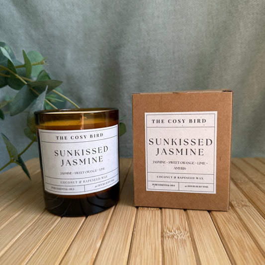 Sunkissed Jasmine Essential Oil Wellness Candle | Jasmine, Bergamot & Sandalwood | 220g