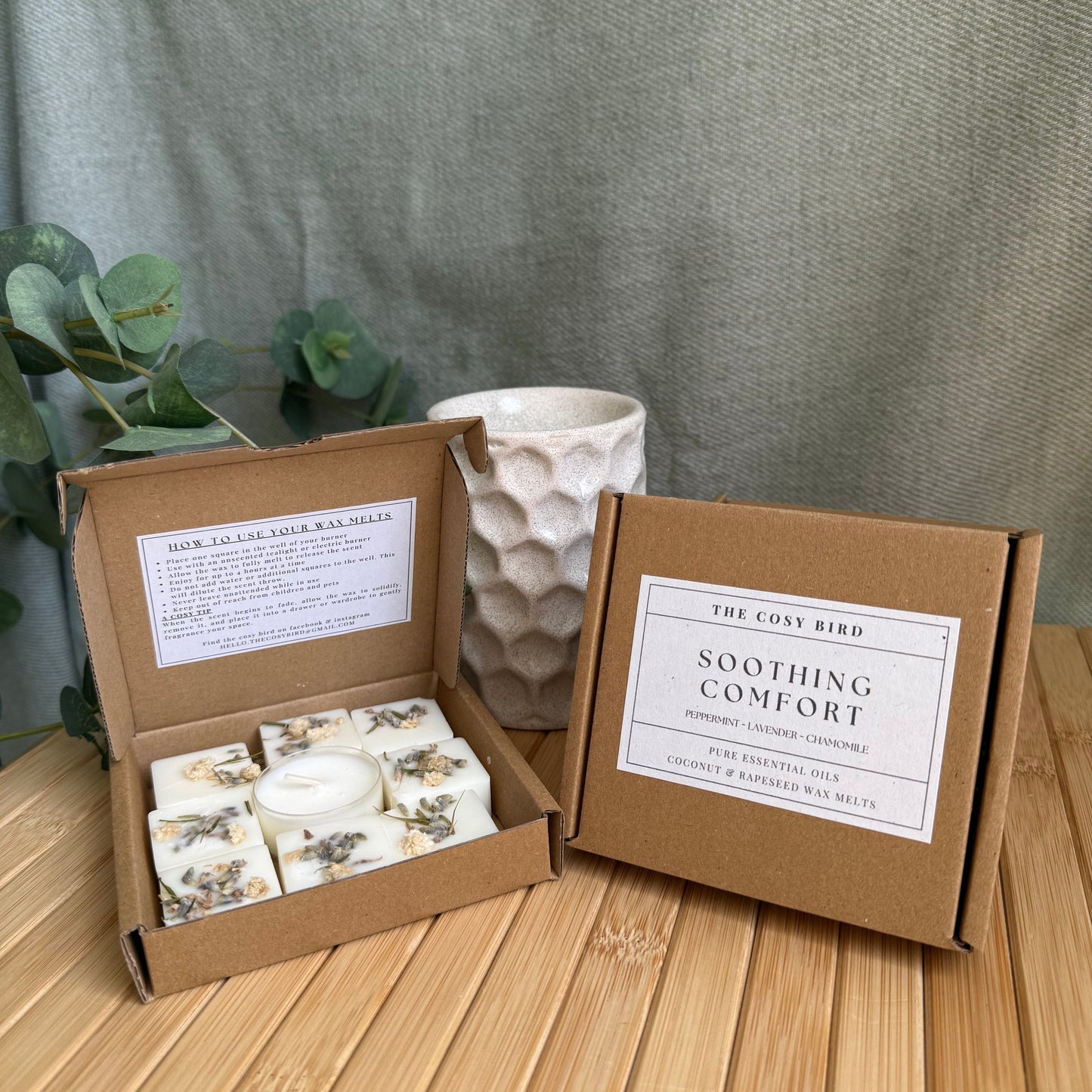 Soothing Comfort Essential Oil Wax Melts | Botanical Home Fragrance | 8 Wax Melt Squares